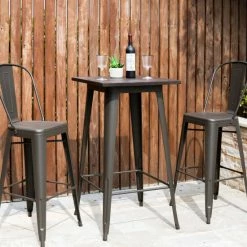 Wholesale 🛒 Carbon Loft Greenwood Industrial Metal Pub/Bar Table With Elm Top New Black ✨