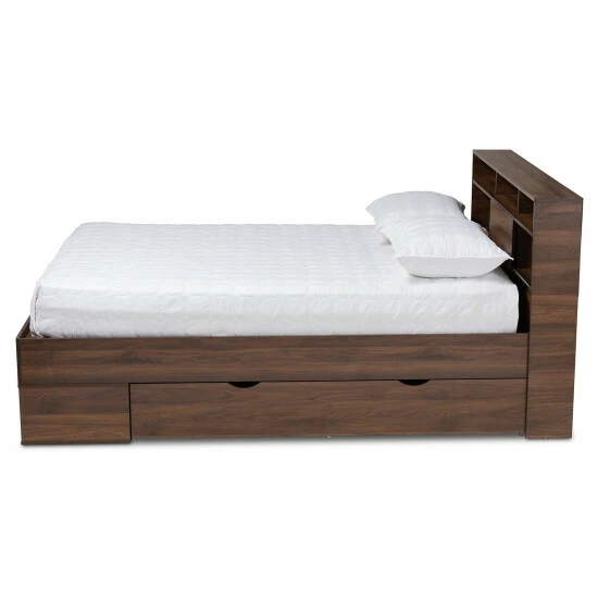 Wholesale π Carbon Loft Guararra Walnut Brown Wood Platform Storage Bed With Shelves π― - Image 4