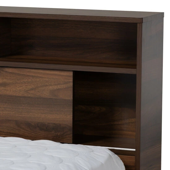 Wholesale π Carbon Loft Guararra Walnut Brown Wood Platform Storage Bed With Shelves π― - Image 7