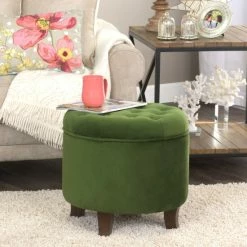 Top 10 π Carbon Loft Hackback Velvet Forest Green Round Storage Ottoman π