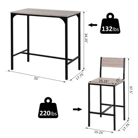 Buy π Carbon Loft Padrad Industrial Counter Height 3-piece Dining Set βοΈ - Image 6