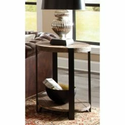 Coupon 🔥 Carbon Loft Kenyon Natural Reclaimed Wood/Metal Rustic Round End Table 🔔