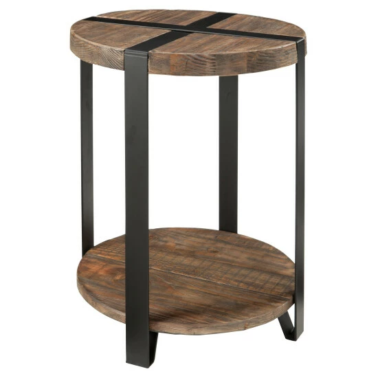 Coupon π₯ Carbon Loft Kenyon Natural Reclaimed Wood/Metal Rustic Round End Table π - Image 2