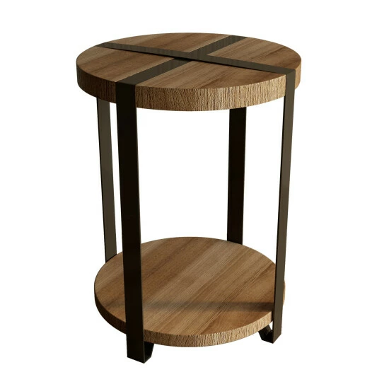 Coupon π₯ Carbon Loft Kenyon Natural Reclaimed Wood/Metal Rustic Round End Table π - Image 5