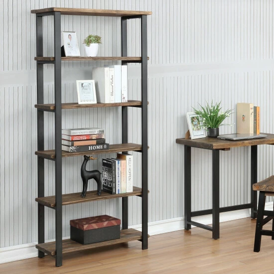 Deals π Carbon Loft Lawrence 5-shelf Metal And Solid Wood Bookcase β€οΈ