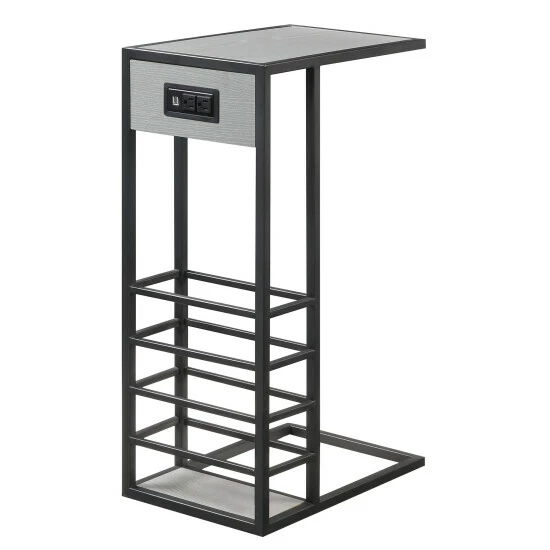 Deals π Carbon Loft Abidin C-table With USB Ports/Outlets And Magazine Storage Grey/black π - Image 2