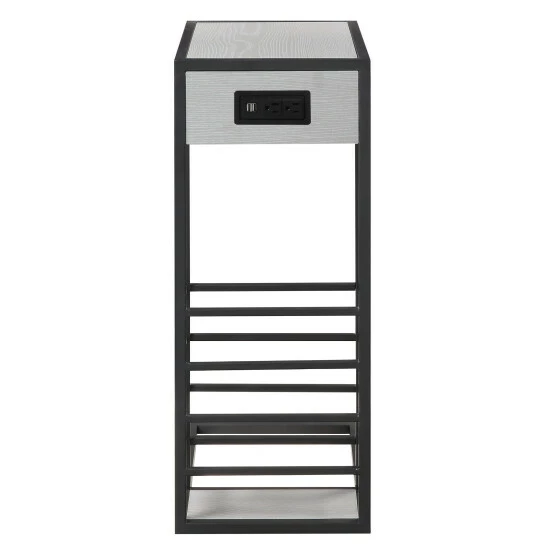 Deals π Carbon Loft Abidin C-table With USB Ports/Outlets And Magazine Storage Grey/black π - Image 3