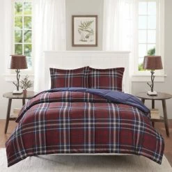 New 👍 Carbon Loft Sterling Plaid Down Alterntative Comforter Mini Set 🤩