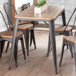 Promo ⭐ Carbon Loft Acar Industrial Farmhouse Utility Table With Wood Top Vintage White 🎁