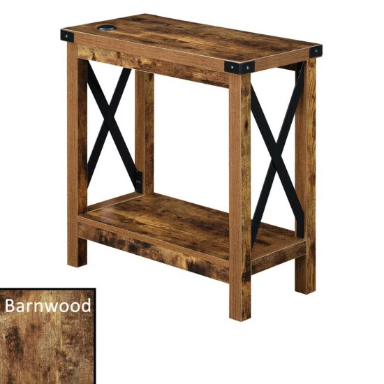 Best Sale π Carbon Loft Dahlonega Chairside Table With Charging Station And Shelf Barnwood/black π - Image 4