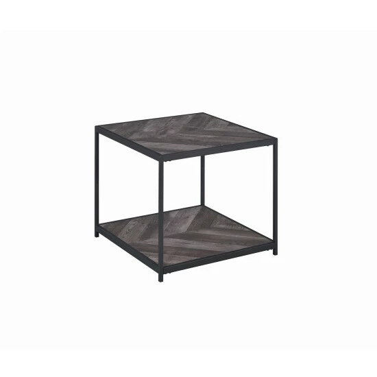 Promo 🥰 Carbon Loft Foyle Rustic Grey Herringbone Square End Table - 23.50" X 23.50" X 22" ❤️