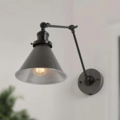 Outlet 🎉 Carbon Loft Merida Adjustable Swing Arm Wall Sconce Silver Brushed Plug-in Sconce Wall Lamp - L 21" X W 7.3 "x H 8" 🎁