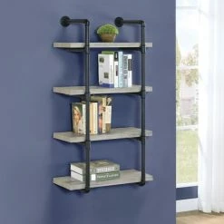 Best deal 🤩 Carbon Loft Agwan 24-inch 4-shelf Wall Shelf Grey Driftwood ✨