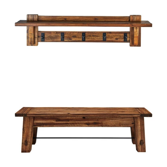Cheapest β€οΈ Carbon Loft Bahamondes Wood π§₯ Coat Hook Shelf And Bench Set π― - Image 2