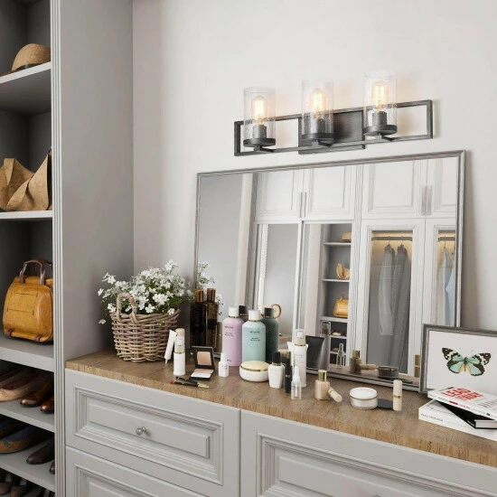 Best deal 𧨠Carbon Loft Modern 3-Light Rustic Bathroom Vanity Lights Wall Sconces - W24.2"x H7.5"x E5.5" π - Image 5