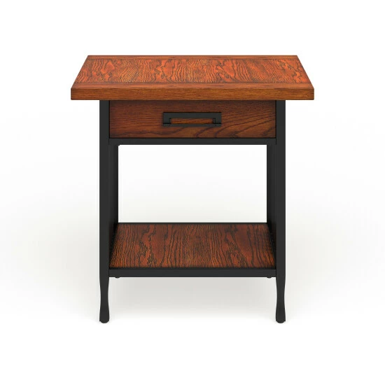Outlet β Carbon Loft Peter Matte Black Slatted Metal Oak End Table With Drawer π - Image 2