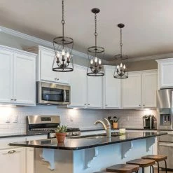 Discount π Carbon Loft Modern Farmhouse 3-Light Cylinder Pendant Light For Kitchen Island - W 9.1"x H 24.4" π