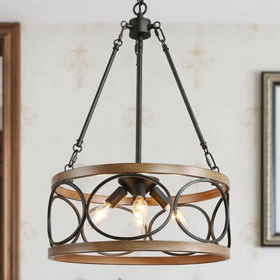 Best reviews of β Carbon Loft Farmhouse 4-Light Drum Wood Grain Chandelier π₯