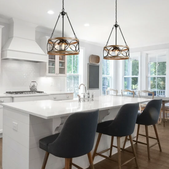 Best reviews of β Carbon Loft Farmhouse 4-Light Drum Wood Grain Chandelier π₯ - Image 2