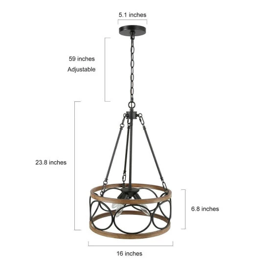 Best reviews of β Carbon Loft Farmhouse 4-Light Drum Wood Grain Chandelier π₯ - Image 6