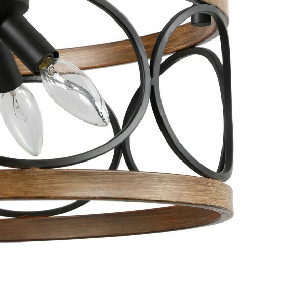 Best reviews of β Carbon Loft Farmhouse 4-Light Drum Wood Grain Chandelier π₯ - Image 7