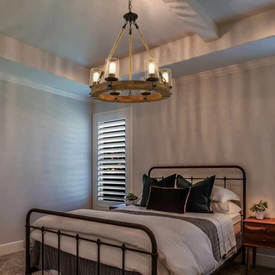 Best deal π Carbon Loft Stiliyana Farmhouse 6-light Wood Chandelier With Glass Shade For Dining Room - D25"x H 28" π₯ - Image 4