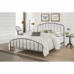 Promo 🤩 Carbon Loft Cronkite Black Metal Bed With Arched Spindle Headboard 🛒