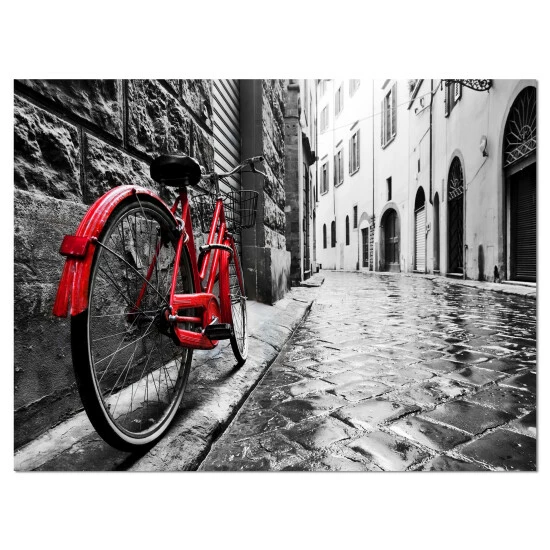 Best reviews of π Carbon Loft 'Retro Vintage Red Bike' Cityscape Photography Canvas Print β¨ - Image 3