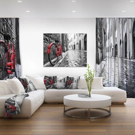 Best reviews of π Carbon Loft 'Retro Vintage Red Bike' Cityscape Photography Canvas Print β¨ - Image 5