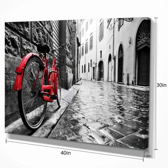 Best reviews of π Carbon Loft 'Retro Vintage Red Bike' Cityscape Photography Canvas Print β¨ - Image 8