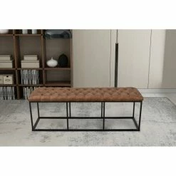 Hot Sale 😍 Carbon Loft DeAngelo Faux Leather Decorative Bench Distressed Brown ❤️