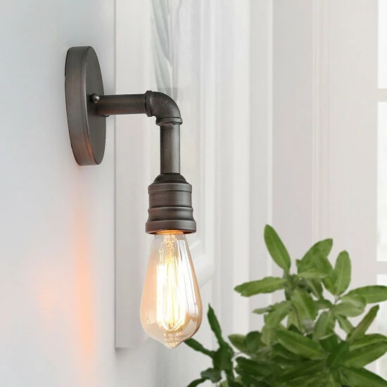 Buy π Carbon Loft Laurel 1 Water Pipe Bathroom Bath Lamp Industrial Sconces Wall Vanity Lights π