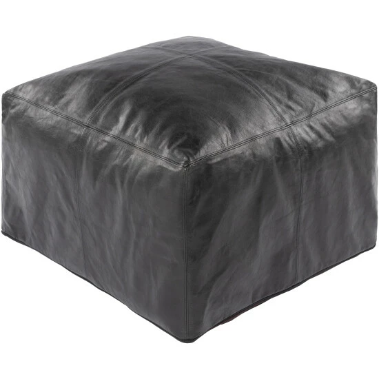 Coupon π Carbon Loft Horn Stiched Leather 22-inch Square Pouf Black β - Image 3