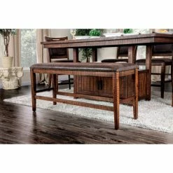 Cheapest 🎉 Carbon Loft Laroche Rustic Walnut Faux Leather Counter Bench 💯