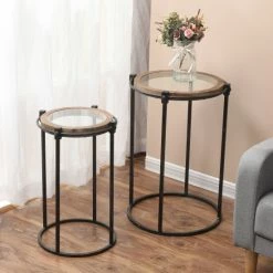Best deal 🔥 Carbon Loft Satine Metal And Glass Round Accent Side Table (Set Of 2) 👍