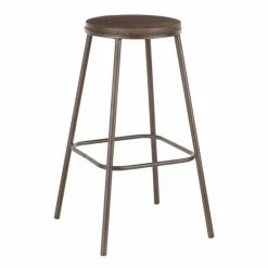 Outlet ✨ Carbon Loft Barton Industrial Round Bar Stool (Set Of 2) Vintage White/espresso ✔️