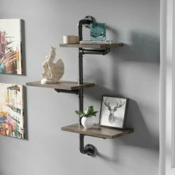 New 🎁 Carbon Loft Leyva 3-tier Floating Wall Shelf - 27.5"W X 9"D X 36.63"H Dark Walnut 😉