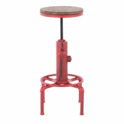 Brand new 🛒 Carbon Loft Pimentel Industrial Barstool In Metal And Wood Red 😀