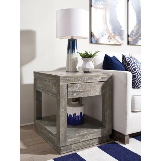 Brand new π Carbon Loft Massoud Solid Wood 1-drawer End Table In Rustic Latte βοΈ - Image 4