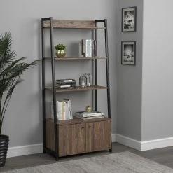 Outlet 💯 Carbon Loft Ander Aged Walnut And Black 2-door Bookcase 🎁
