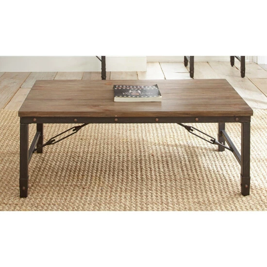 Wholesale π― Carbon Loft Gatling Industrial Style Wood And Metal Coffee Table π