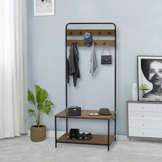 Budget β Carbon Loft Mathieu Hall Tree With 9 Hooks In Black Metal Frame - 32" X 12" X 67" β€οΈ - Image 3