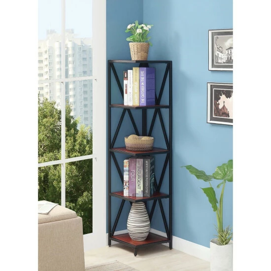 Best reviews of βοΈ Carbon Loft Ehrlich Metal 5-tier Corner Bookcase Cherry/black π - Image 4