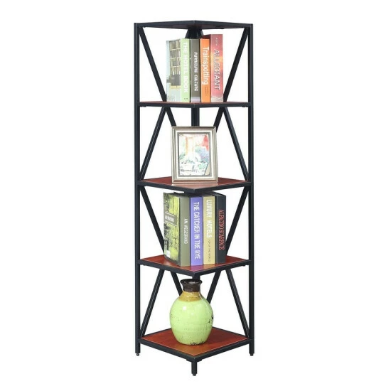 Best reviews of βοΈ Carbon Loft Ehrlich Metal 5-tier Corner Bookcase Cherry/black π - Image 5