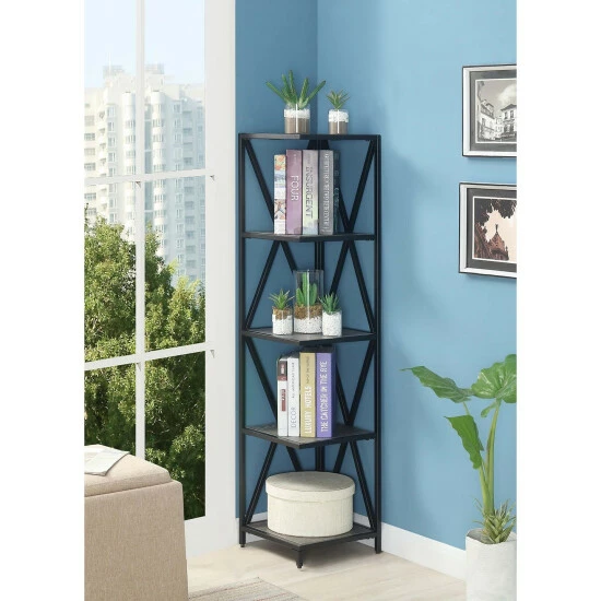 Best reviews of βοΈ Carbon Loft Ehrlich Metal 5-tier Corner Bookcase Cherry/black π - Image 7