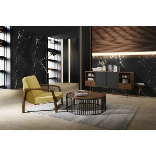 Deals π Carbon Loft Calacino Mid-century Modern Yellow And Walnut Accent Chair π - Image 2