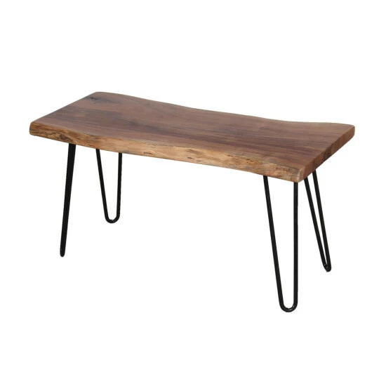 Hot Sale π Carbon Loft Czuchry Hairpin Natural Live Edge Wood With Metal Bench β - Image 2