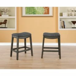 Wholesale 🎁 Carbon Loft Gomez Grey Upholstery Nailheaded Saddle Counter Stool (Set Of 2) 💯