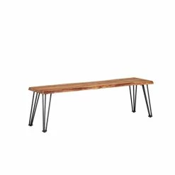 Wholesale 👏 Carbon Loft Meyers Natural Acacia And Gunmetal Bench - 60" X 15" X 18" 👍