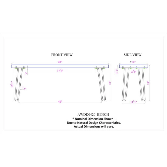 Hot Sale π Carbon Loft Czuchry Hairpin Natural Live Edge Wood With Metal Bench β - Image 8
